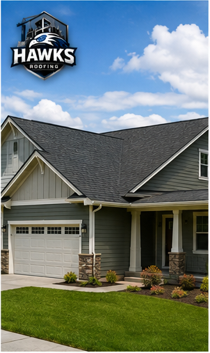 Completed shingle roof replacement by Hawks Roofing