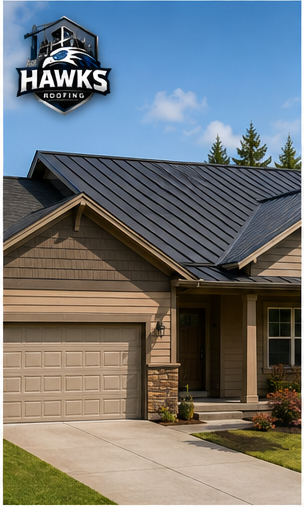 Completed metal roof installation by Hawks Roofing