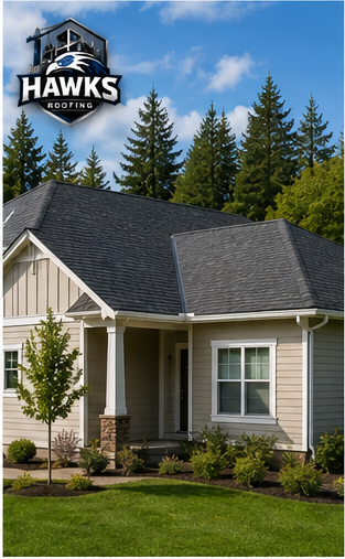 Completed shingle roof by Hawks Roofing