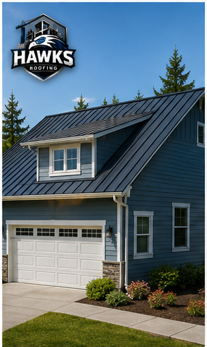 Completed standing-seam metal roof by Hawks Roofing