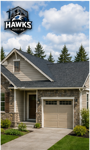 Completed shingle roof by Hawks Roofing